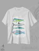 تیشرت سفید طرح دار – تیشرت طبیعت ,ماهی گرند کیمن آبرنگ اثر میشل موسپنس immage.ir
