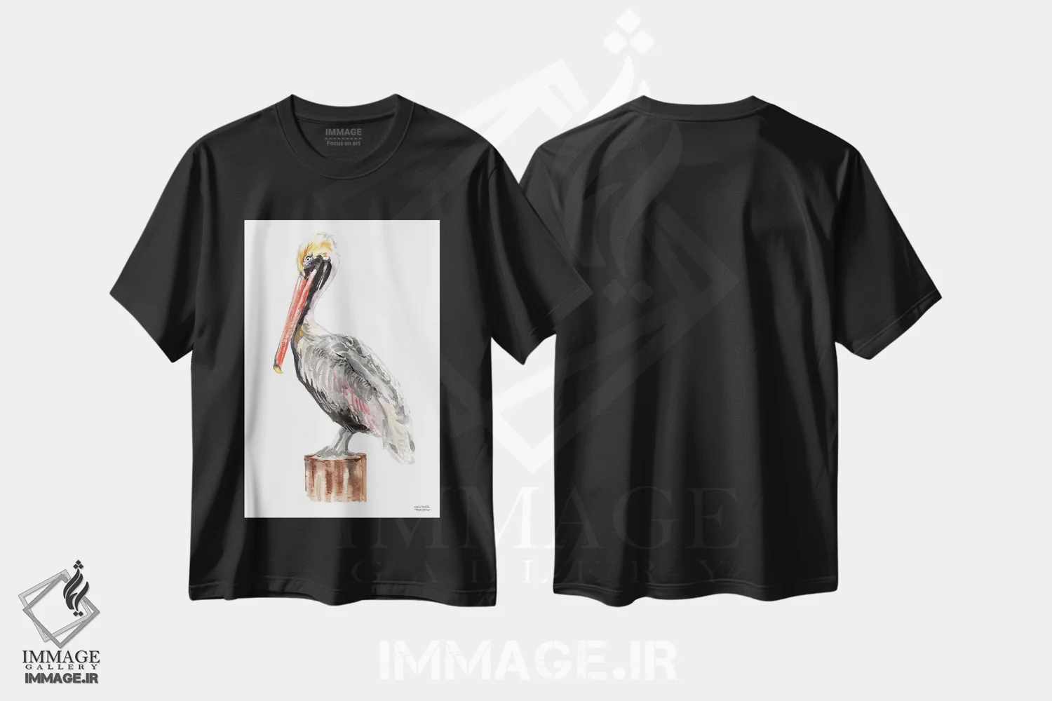 تیشرت مشکی طرح دار – تیشرت گلدار ,گل صد تومانی مرجانی نارنجی آبرنگ اثر میشل موسپنس immage.ir