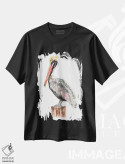 تیشرت مشکی طرح دار – تیشرت حیوانات ,پرنده پلیکان آبرنگ اثر میشل موسپنس فروشگاه ایماژ
