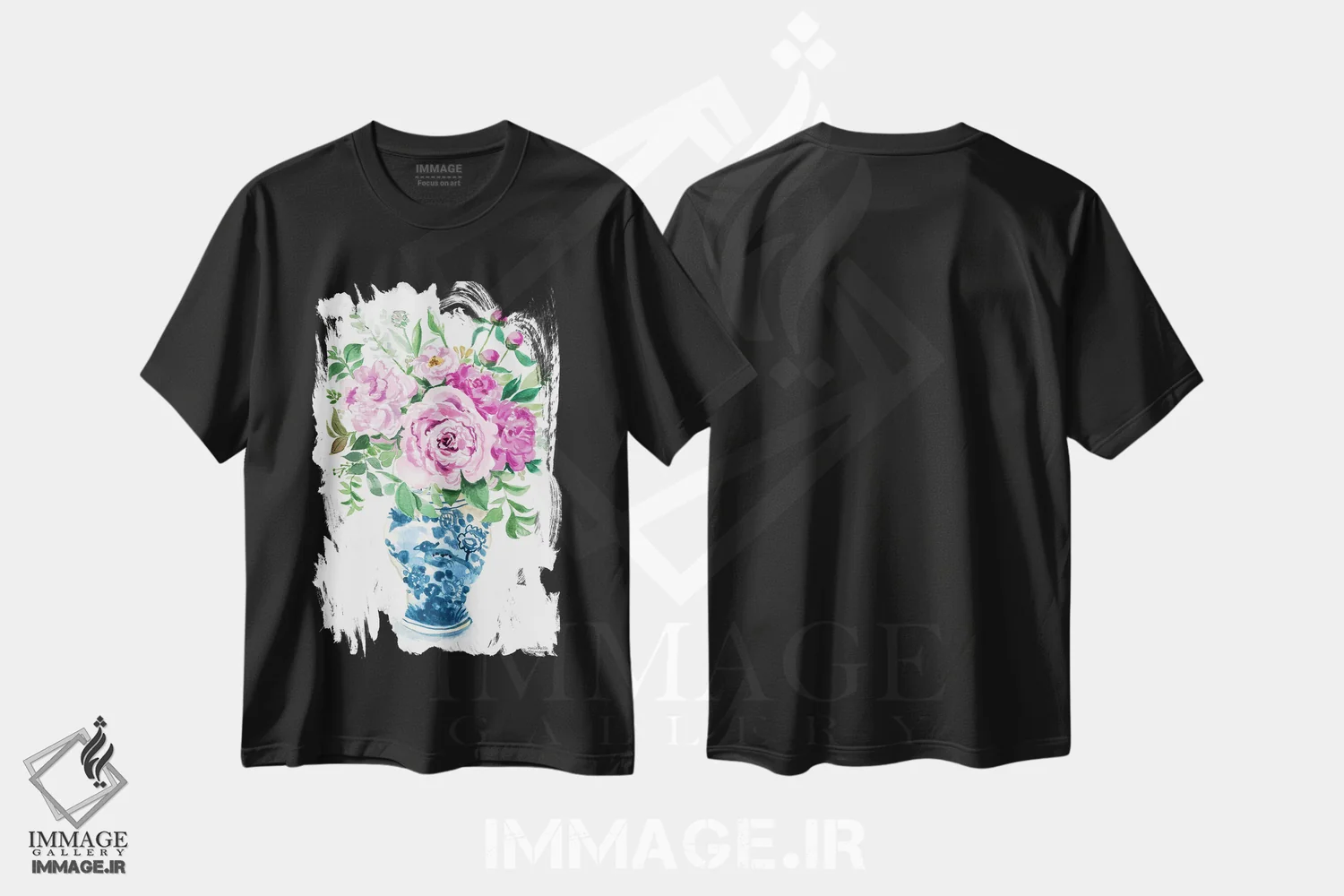 تیشرت مشکی طرح دار – تیشرت هنری ,کوزه زنجبیلی دهم آبرنگ اثر میشل موسپنس فروشگاه ایماژ