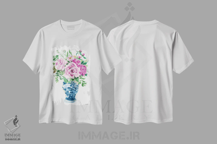 تیشرت سفید طرح دار – تیشرت هنری ,کوزه زنجبیلی دهم آبرنگ اثر میشل موسپنس immage.ir