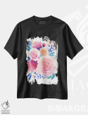 تیشرت مشکی طرح دار – تیشرت گل ,قدرت گل آبرنگ اثر میشل موسپنس فروشگاه ایماژ