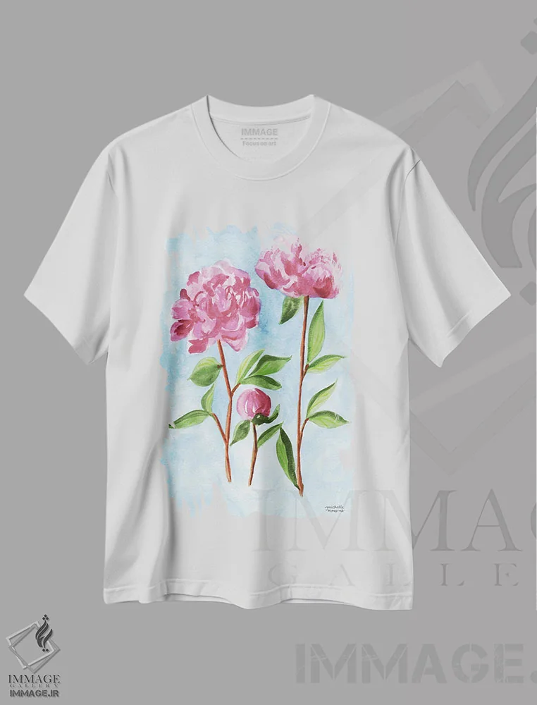 تیشرت سفید طرح دار – تیشرت هنری ,باغبان گل صدتومانی آبرنگ اثر میشل موسپنس فروشگاه ایماژ