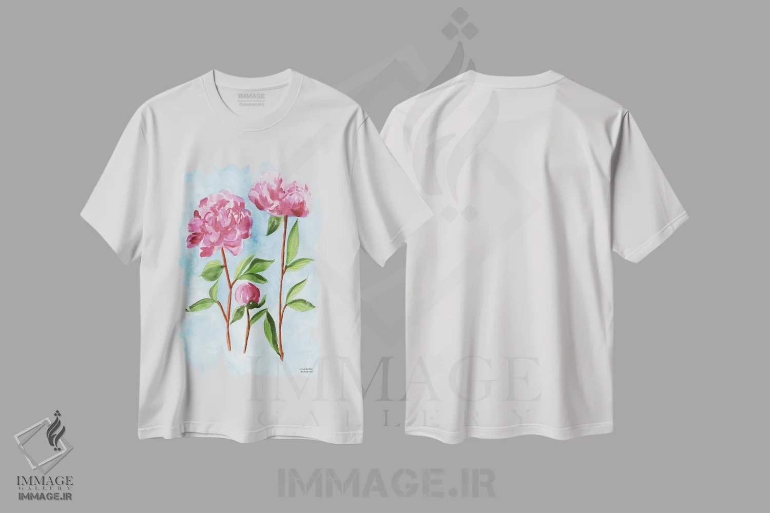 تیشرت سفید طرح دار – تیشرت هنری ,باغبان گل صدتومانی آبرنگ اثر میشل موسپنس فروشگاه ایماژ