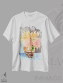تیشرت سفید طرح دار – تیشرت هنری ,زندگی بی جان دسته گل بوهو آبرنگ اثر میشل موسپنس immage.ir