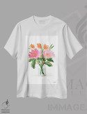 تیشرت سفید طرح دار – تیشرت هنری ,زندگی بی جان دسته گل نقاشی اول آبرنگ اثر میشل موسپنس فروشگاه ایماژ