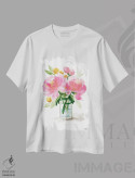 تیشرت سفید طرح دار – تیشرت هنری ,زندگی بی جان دسته گل نقاشی دوم آبرنگ اثر میشل موسپنس immage.ir