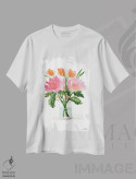 تیشرت سفید طرح دار – تیشرت هنری ,زندگی بی جان دسته گل نقاشی سوم آبرنگ اثر میشل موسپنس فروشگاه ایماژ