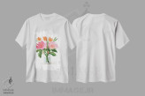 تیشرت سفید طرح دار – تیشرت هنری ,زندگی بی جان دسته گل نقاشی سوم آبرنگ اثر میشل موسپنس فروشگاه ایماژ