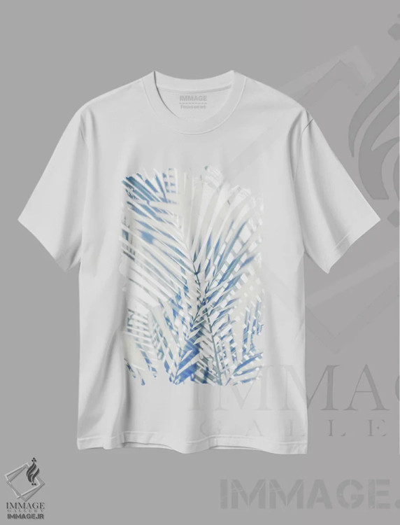 تیشرت سفید طرح دار – تیشرت طبیعت ,سایه های نخل اول اثر ملونی میلر immage.ir