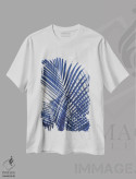 تیشرت سفید طرح دار – تیشرت گیاهی ,سایه های نخل آبی اول اثر ملونی میلر فروشگاه ایماژ