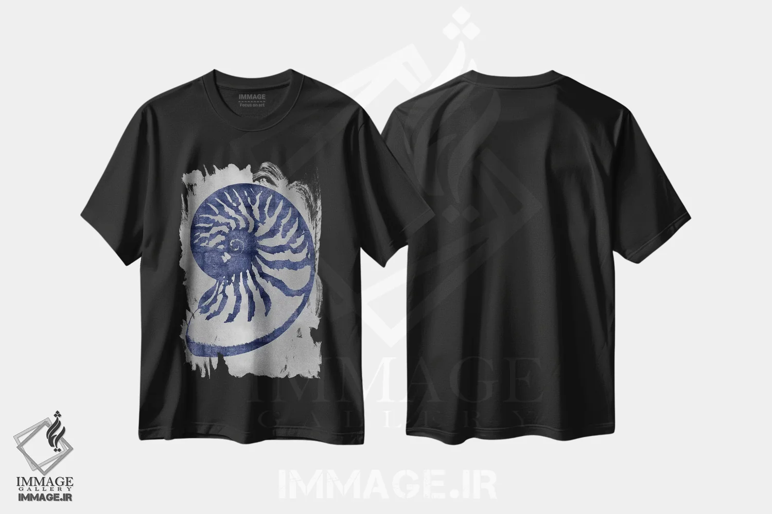 تیشرت مشکی طرح دار – تیشرت ساحلی ,آبی روی نقره ای سوم اثر ملونی میلر فروشگاه ایماژ