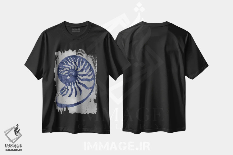 تیشرت مشکی طرح دار – تیشرت ساحلی ,آبی روی نقره ای سوم اثر ملونی میلر فروشگاه ایماژ