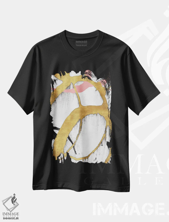 تیشرت مشکی طرح دار – تیشرت مدرن ,خط های طلای رز دوم اثر مگان موریس فروشگاه ایماژ