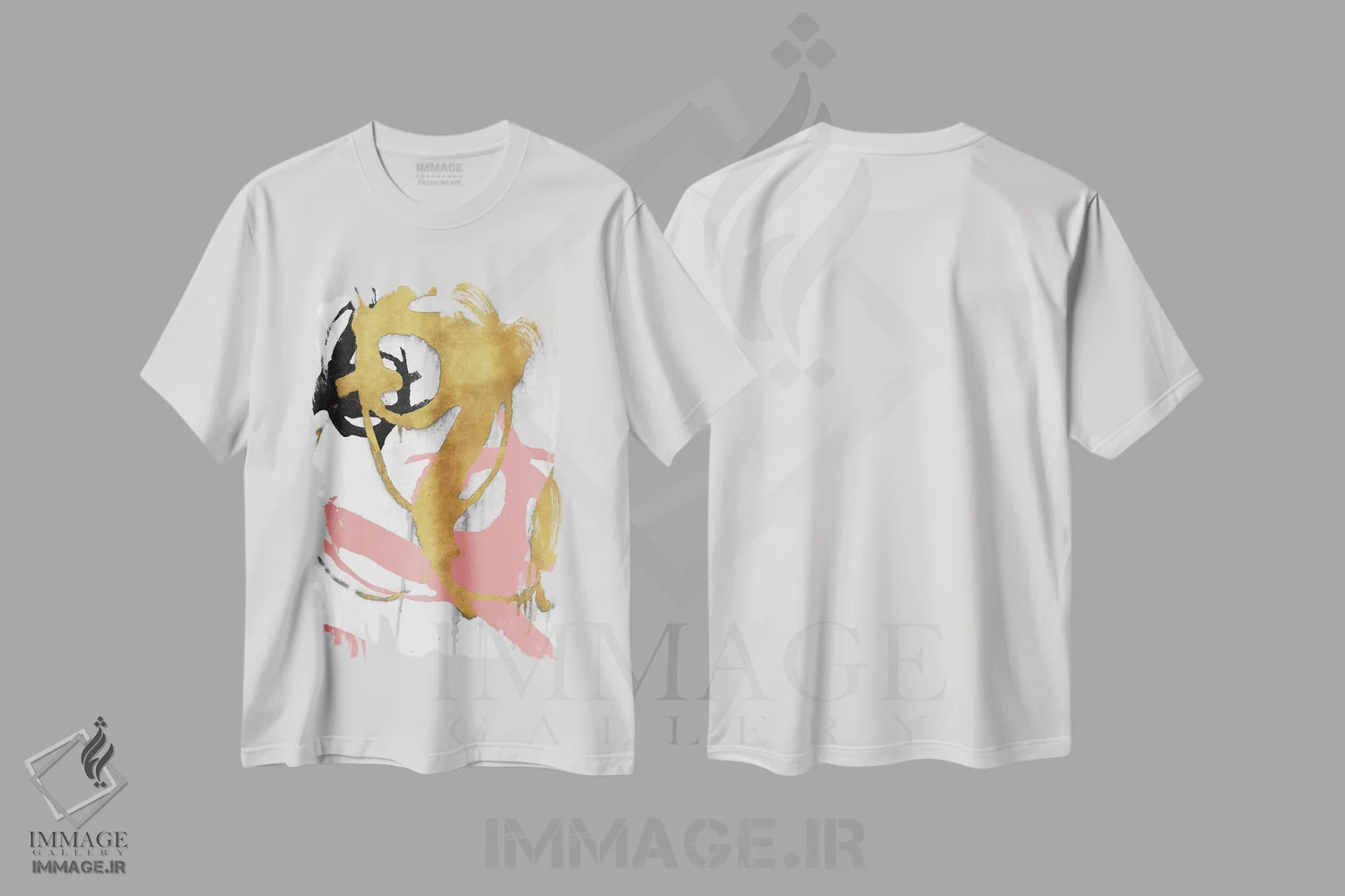 تیشرت سفید طرح دار – تیشرت انتزاعی ,خط های طلای رز اول اثر مگان موریس فروشگاه ایماژ