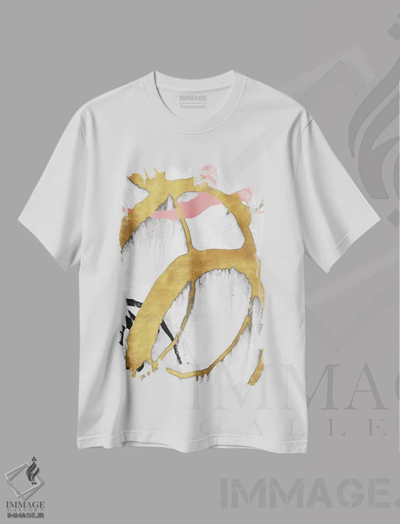تیشرت سفید طرح دار – تیشرت مدرن ,خط های طلای رز دوم اثر مگان موریس immage.ir