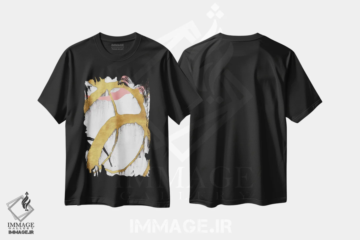 تیشرت مشکی طرح دار – تیشرت مدرن ,خط های طلای رز دوم اثر مگان موریس فروشگاه ایماژ