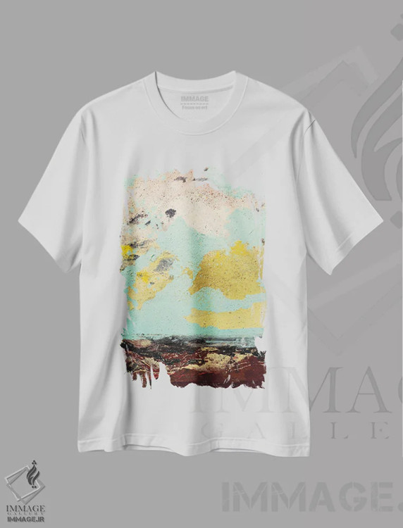 تیشرت سفید طرح دار – تیشرت طبیعت ,آسمان خلیج جریان اثر مایکل مک سوینی فروشگاه ایماژ
