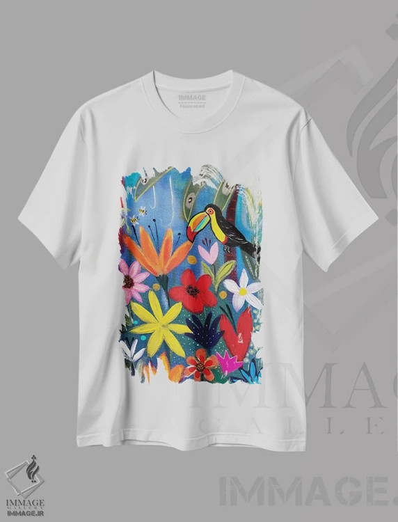 تیشرت سفید طرح دار – تیشرت حیوانات ,توکان در شب اثر ماگالی مودوکس immage.ir