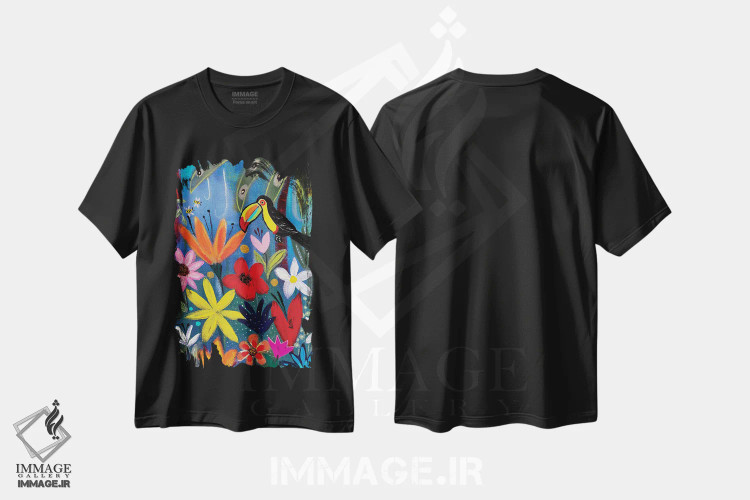 تیشرت مشکی طرح دار – تیشرت حیوانات ,توکان در شب اثر ماگالی مودوکس فروشگاه ایماژ