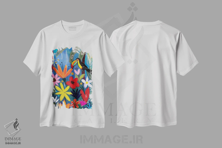 تیشرت سفید طرح دار – تیشرت حیوانات ,توکان در شب اثر ماگالی مودوکس immage.ir