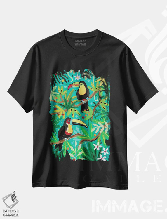 تیشرت مشکی طرح دار – تیشرت حیوانات ,"توکان ها" اثر ماگالی مودوکس فروشگاه ایماژ