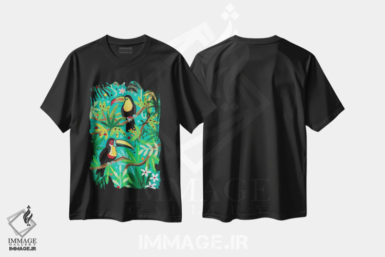 تیشرت مشکی طرح دار – تیشرت حیوانات ,"توکان ها" اثر ماگالی مودوکس فروشگاه ایماژ