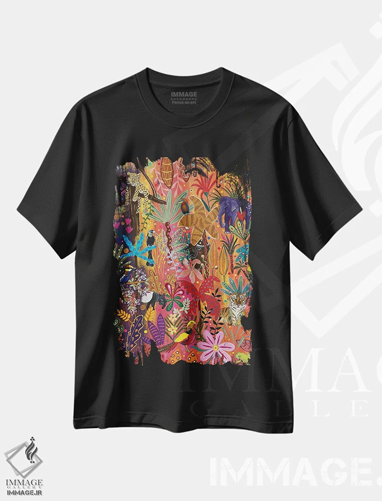 تیشرت مشکی طرح دار – تیشرت حیوانات ,"به بهشت خوش آمدید" اثر ماگالی مودوکس immage.ir