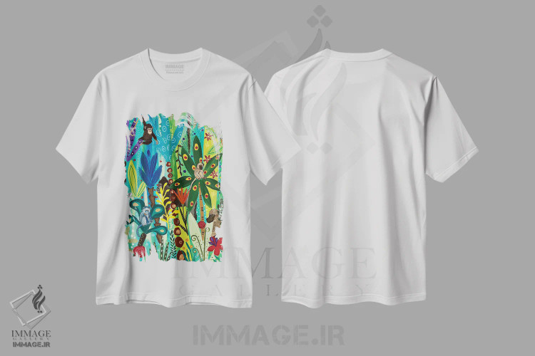 تیشرت سفید طرح دار – تیشرت حیوانات ,"قایم موشک با میمون ها" اثر ماگالی مودوکس فروشگاه ایماژ