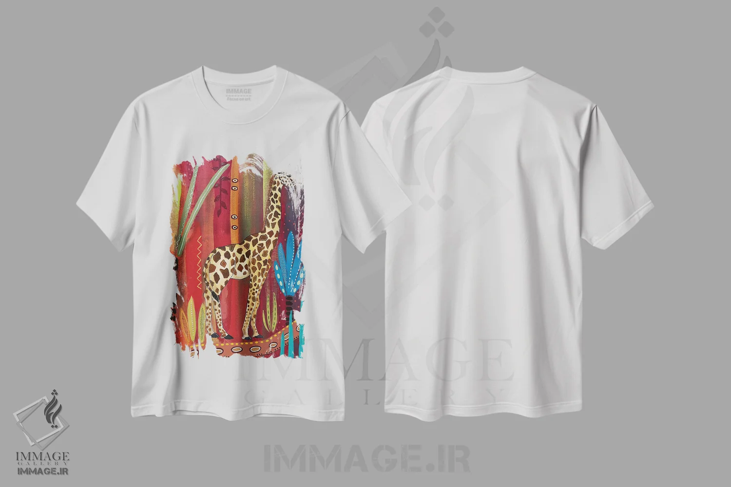 تیشرت سفید طرح دار – تیشرت مینیمال ,"زرافه ساده" اثر ماگالی مودوکس immage.ir
