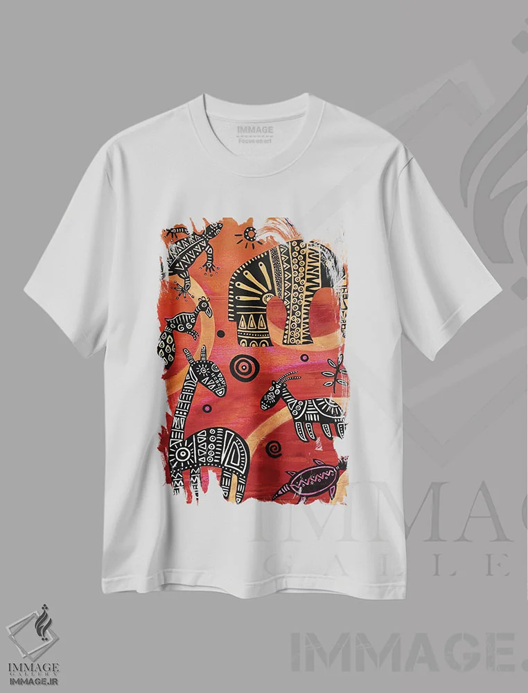 تیشرت سفید طرح دار – تیشرت حیوانات ,"حیوانات قومی" اثر ماگالی مودوکس فروشگاه ایماژ