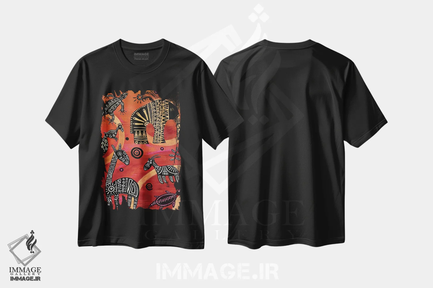 تیشرت مشکی طرح دار – تیشرت حیوانات ,"حیوانات قومی" اثر ماگالی مودوکس immage.ir