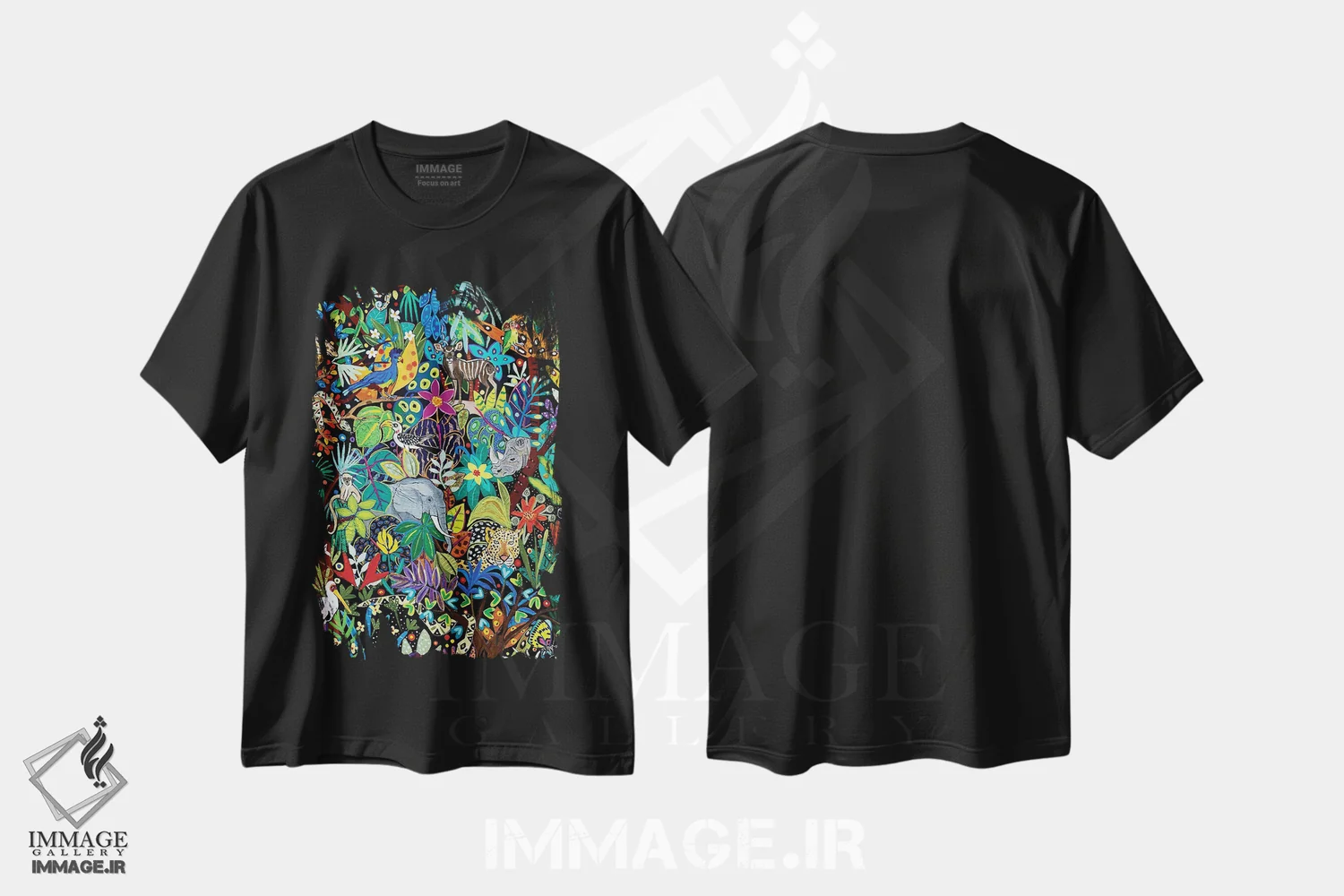 تیشرت مشکی طرح دار – تیشرت طبیعت ,"گم شده در جنگل" اثر ماگالی مودوکس فروشگاه ایماژ