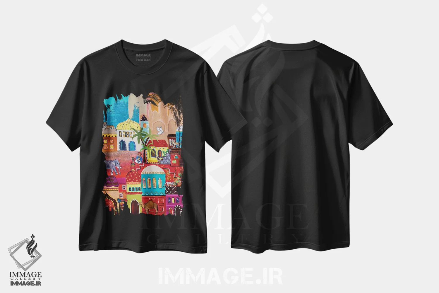 تیشرت مشکی طرح دار – تیشرت فرهنگی ,"روزی روزگاری در خاورمیانه" اثر ماگالی مودوکس immage.ir