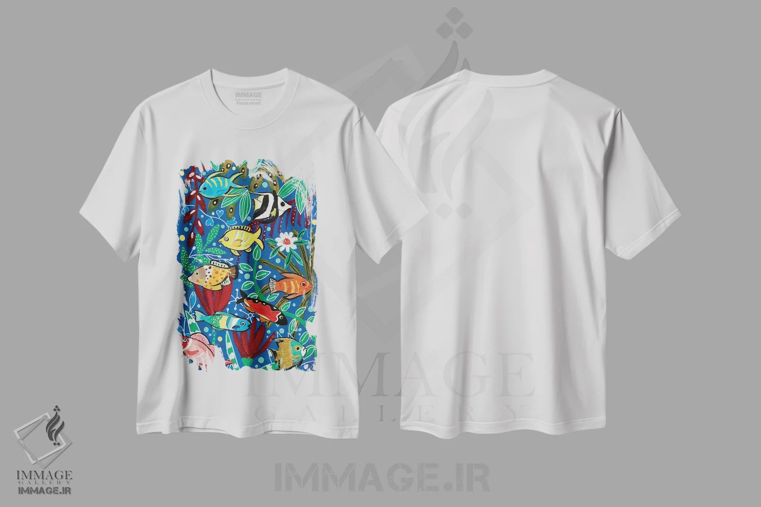 تیشرت سفید طرح دار – تیشرت دریایی ,"بازدید از آکواریوم" اثر ماگالی مودوکس immage.ir