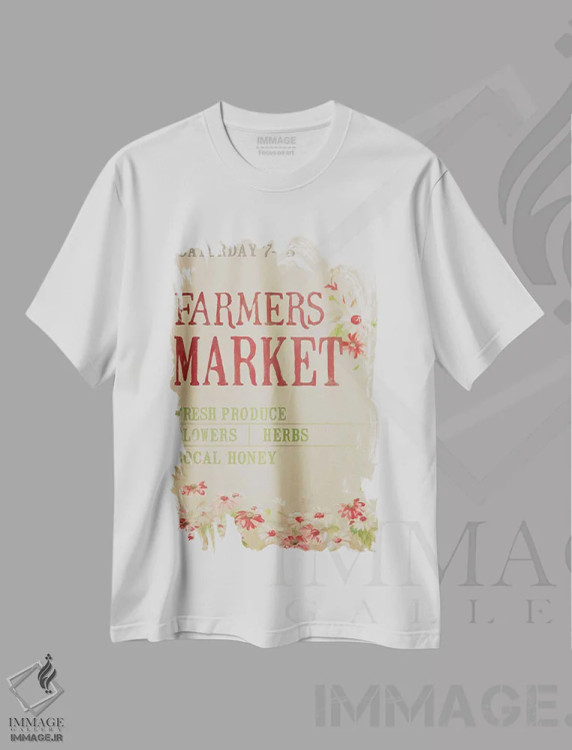 تیشرت سفید طرح دار – تیشرت طبیعت ,بازار کشاورزان خاکستری اثر مندی لین immage.ir