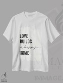 تیشرت سفید طرح دار – تیشرت تایپوگرافی ,عشق خانه ای شاد می سازد اثر مندی لین فروشگاه ایماژ