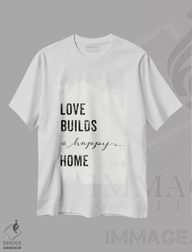 تیشرت سفید طرح دار – تیشرت تایپوگرافی ,عشق خانه ای شاد می سازد اثر مندی لین فروشگاه ایماژ