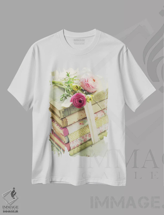 تیشرت سفید طرح دار – تیشرت وینتیج ,کتاب ها اثر مندی لین immage.ir
