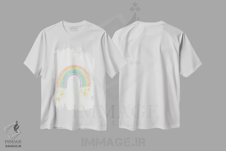 تیشرت سفید طرح دار – تیشرت رنگین کمان ,رویای رنگین کمان اثر جسیکا مینگو فروشگاه ایماژ