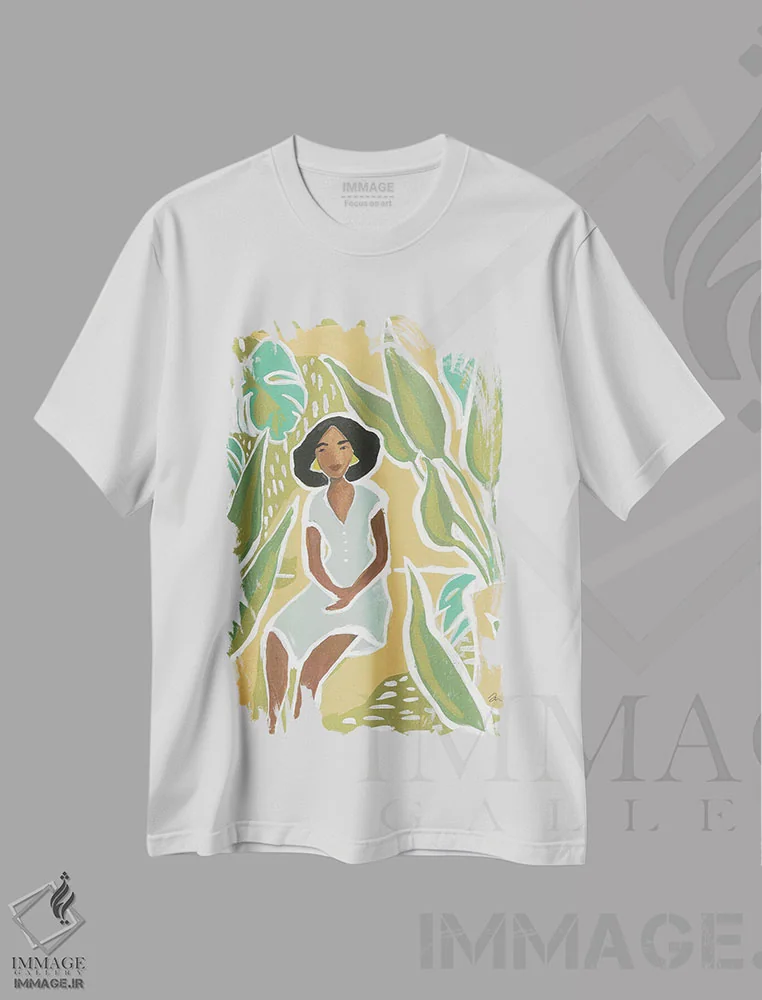 تیشرت سفید طرح دار – تیشرت طبیعت ,آفتاب گرم اثر جسیکا مینگو immage.ir
