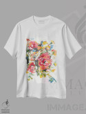 تیشرت سفید طرح دار – تیشرت گلدار ,لبخند اثر جسیکا مینگو فروشگاه ایماژ