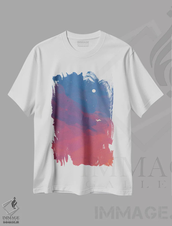 تیشرت سفید طرح دار – تیشرت گرافیکی ,هواپیما در آسمان شب اثر مورگان هارپر نیکولز فروشگاه ایماژ