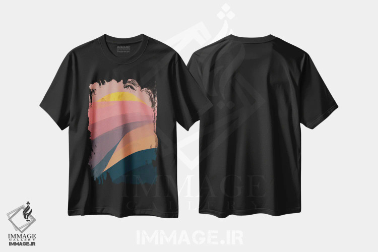 تیشرت مشکی طرح دار – تیشرت انتزاعی ,صورتی های انتزاعی اثر مورگان هارپر نیکولز immage.ir