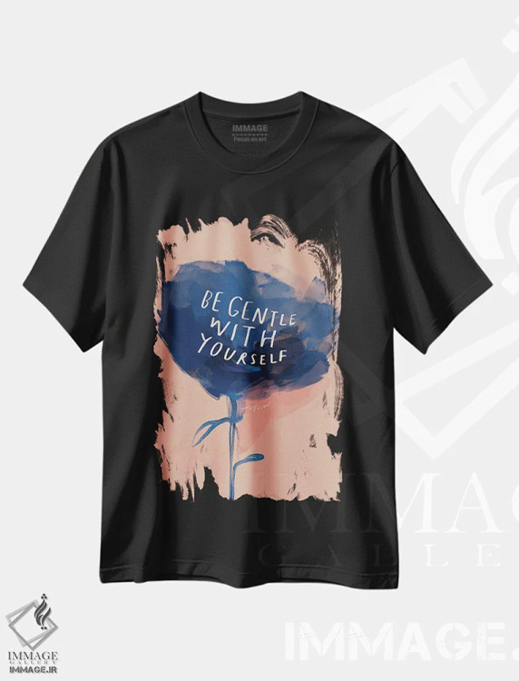 تیشرت مشکی طرح دار – تیشرت انگیزشی ,مهربان باش با خودت اثر مورگان هارپر نیکولز فروشگاه ایماژ