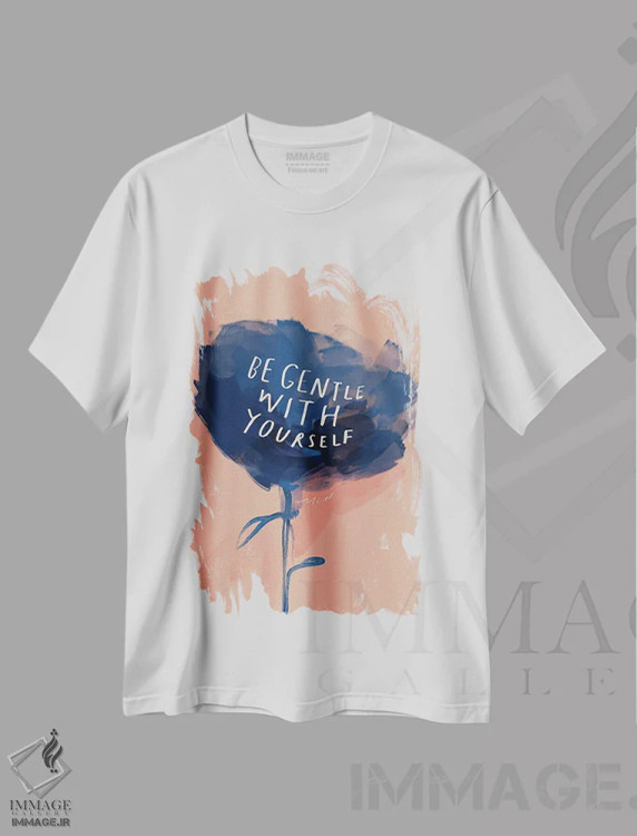 تیشرت سفید طرح دار – تیشرت انگیزشی ,مهربان باش با خودت اثر مورگان هارپر نیکولز immage.ir
