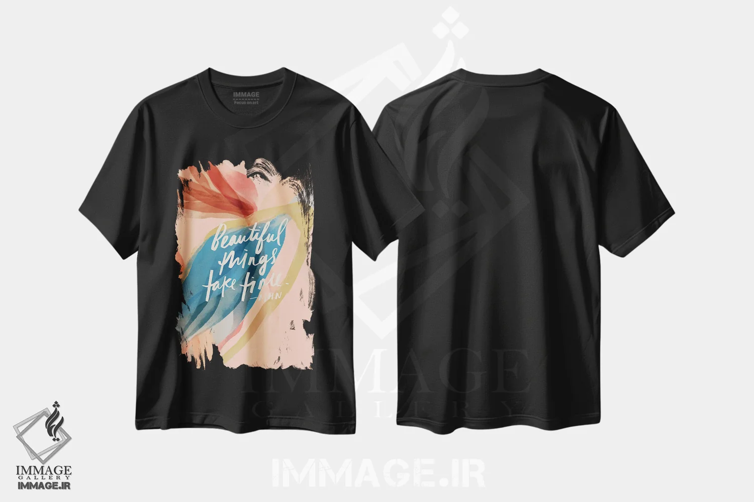 تیشرت مشکی طرح دار – تیشرت انگیزشی ,چیزهای زیبا زمان می برند اثر مورگان هارپر نیکولز immage.ir