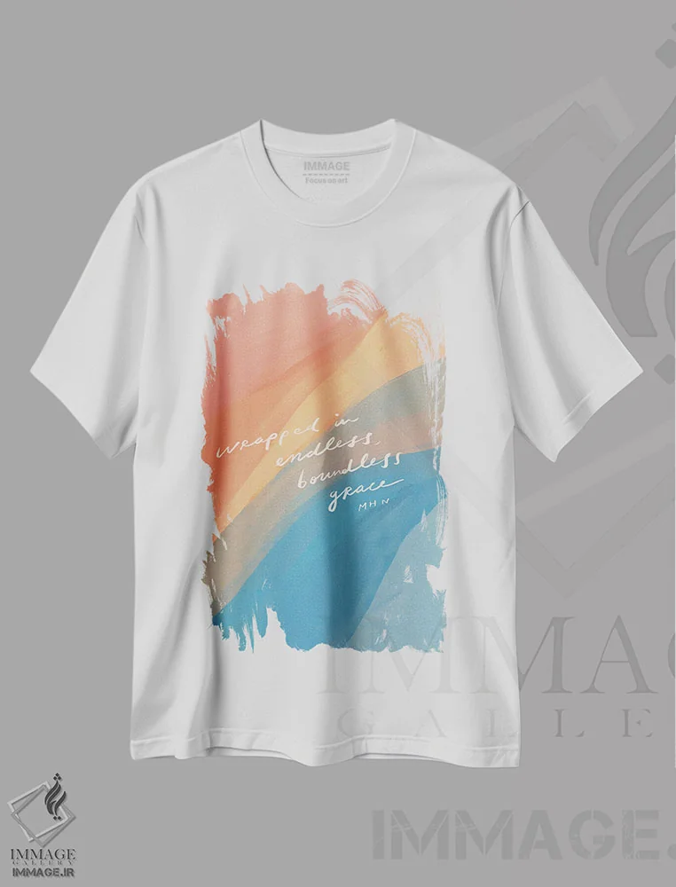 تیشرت سفید طرح دار – تیشرت معنوی ,پیچیده شده در فیض بی پایان و بی کران اثر مورگان هارپر نیکولز immage.ir