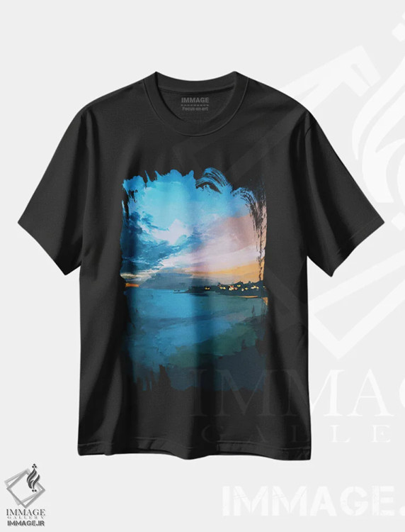 تیشرت مشکی طرح دار – تیشرت طبیعت ,غروب لاگونا اثر مورگان هارپر نیکولز immage.ir