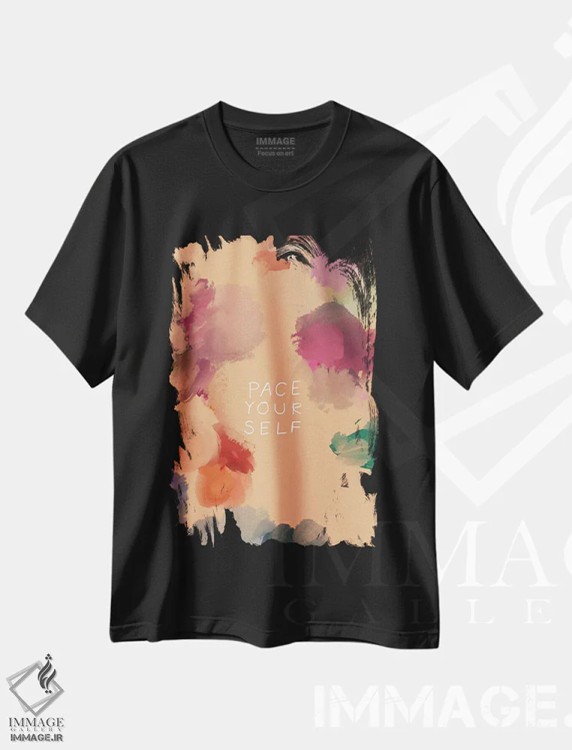 تیشرت مشکی طرح دار – تیشرت مینیمال ,خودت را به آرامی پیش ببر اثر مورگان هارپر نیکولز immage.ir